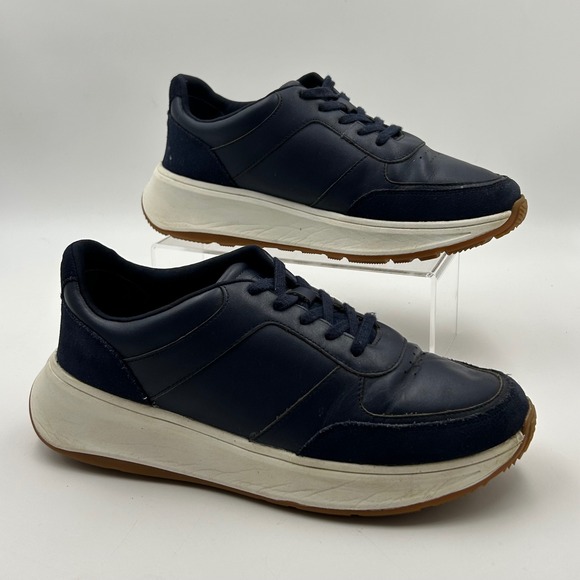 Fitflop Shoes - FitFlop Vitamin FF Sneakers Womens Sz 9 Navy Blue Leather Suede Comfort Walking